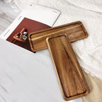2 Pack Small Wooden Platters Rectangle Serving Trays Acacia Serving Platter Home Decor Serving Cheese Board for, alternate