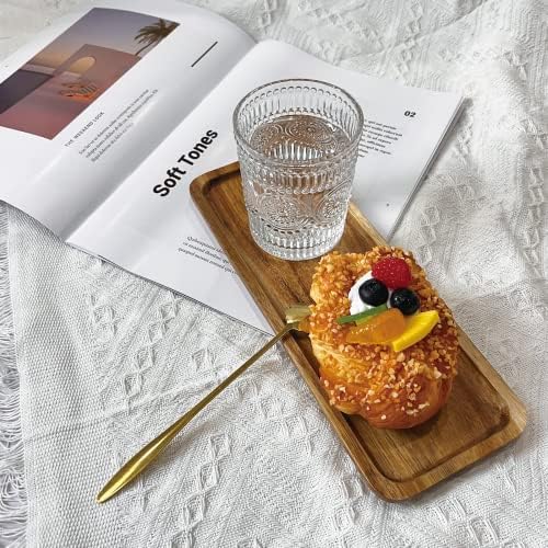 2 Pack Small Wooden Platters Rectangle Serving Trays Acacia Serving Platter Home Decor Serving Cheese Board for, alternate