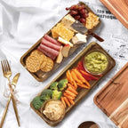2 Pack Small Wooden Platters Rectangle Serving Trays Acacia Serving Platter Home Decor Serving Cheese Board for, alternate