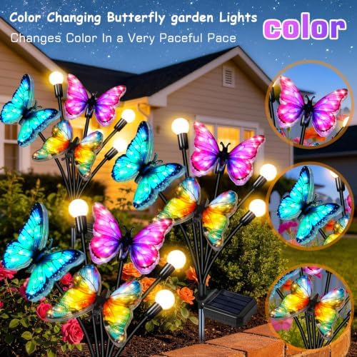 2 Pack Solar Butterfly Outdoor Lights Waterproof for Garden, alternate view 3
