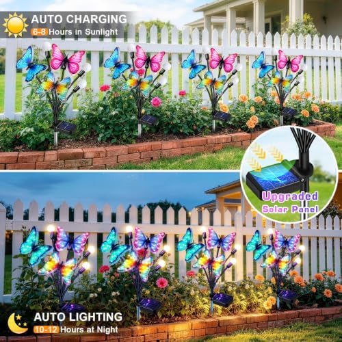 2 Pack Solar Butterfly Outdoor Lights Waterproof for Garden, alternate view 6