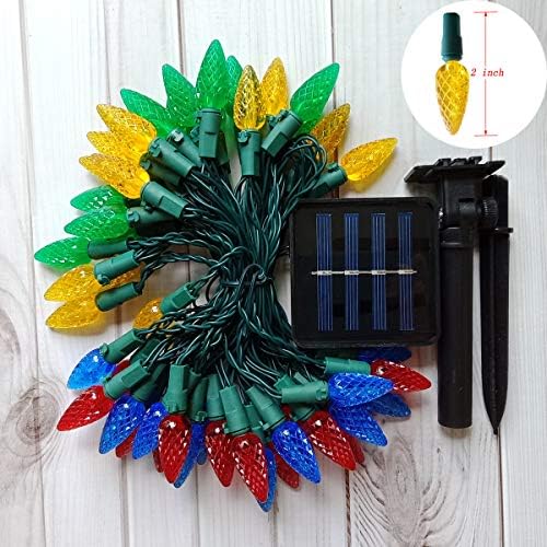 2 Pack Solar Christmas Lights Outdoor C6 Strawberry String Lights, LED Christmas Fairy Lights 50 LEDs Solar, alternate view 2