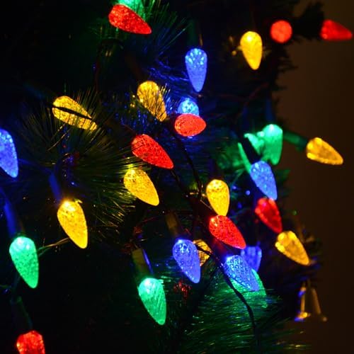 2 Pack Solar Christmas Lights Outdoor C6 Strawberry String Lights, LED Christmas Fairy Lights 50 LEDs Solar, alternate view 6