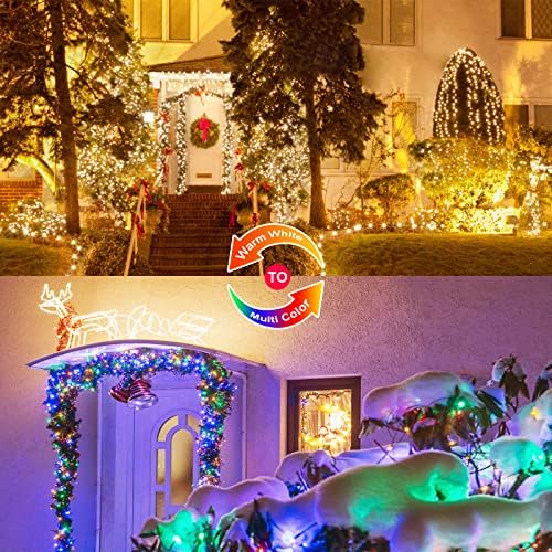 2 Pack Solar Christmas Lights Outdoor Waterproof, 100 LED 33ft Warm White and Multicolor Color Changing Solar, alternate view