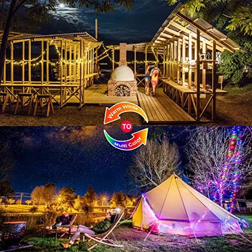 2 Pack Solar Christmas Lights Outdoor Waterproof, 100 LED 33ft Warm White and Multicolor Color Changing Solar, alternate view