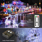 2 Pack Solar Christmas Lights Outdoor Waterproof, 100 LED 33ft White and Multicolor Color Changing Solar Fairy, alternate