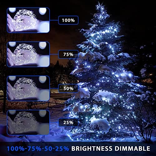 2 Pack Solar Christmas Lights Outdoor Waterproof, 100 LED 33ft White and Multicolor Color Changing Solar Fairy, alternate
