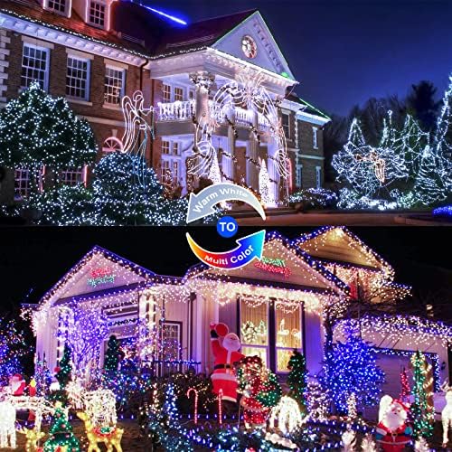 2 Pack Solar Christmas Lights Outdoor Waterproof, 100 LED 33ft White and Multicolor Color Changing Solar Fairy, alternate