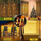 2 Pack Solar Curtain Lights Outdoor Garden Fairy String Lights 300 LED 8 Modes Remote Control Waterproof Solar, alternate