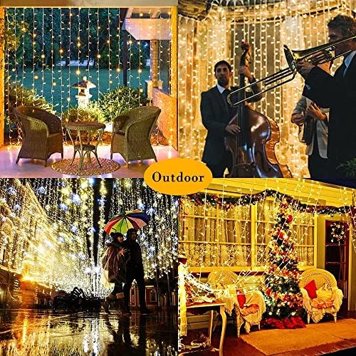 2 Pack Solar Curtain Lights Outdoor Garden Fairy String Lights 300 LED 8 Modes Remote Control Waterproof Solar, alternate