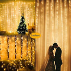 2 Pack Solar Curtain Lights Outdoor Garden Fairy String Lights 300 LED 8 Modes Remote Control Waterproof Solar, alternate