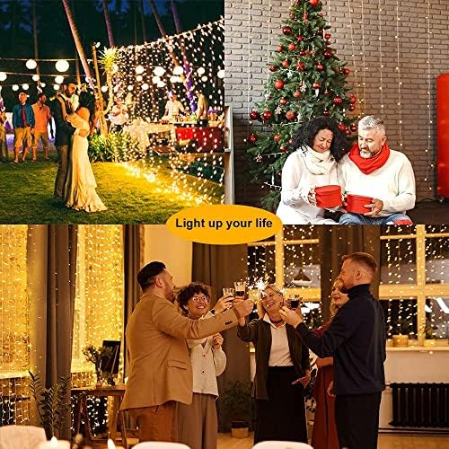 2 Pack Solar Curtain Lights Outdoor Garden Fairy String Lights 300 LED 8 Modes Remote Control Waterproof Solar, alternate