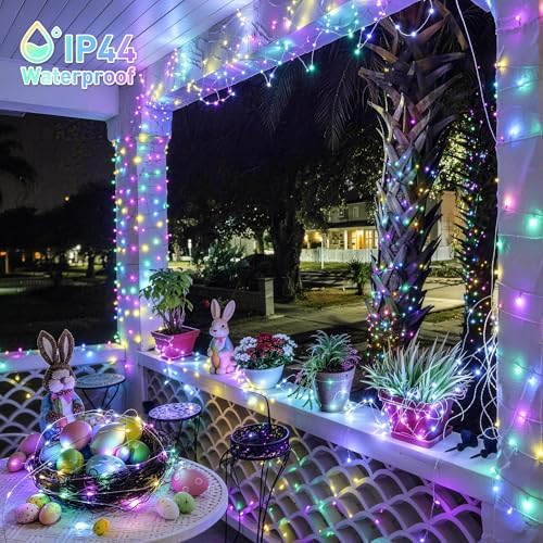 2 Pack Solar Fairy Lights, 100 LED 33FT Easter Lights, Pastel, alternate view 2