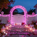 2 Pack Solar Fairy Lights, 33ft 100 LED Solar String Lights, Pink in Pink, alternate view 2