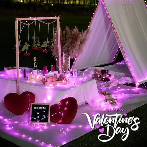 2 Pack Solar Fairy Lights, 33ft 100 LED Solar String Lights, Pink in Pink, alternate view 3