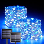2 Pack Solar Fairy Lights, Each 33FT 100 LED, Blue and White