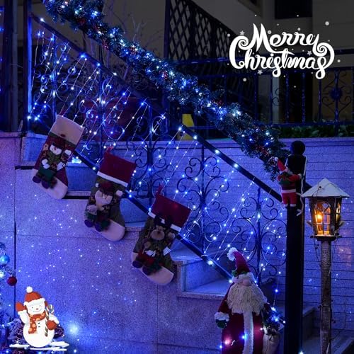 2 Pack Solar Fairy Lights, Each 33FT 100 LED, Blue and White, alternate view 6