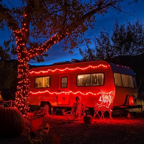 2 Pack Solar Fariy Lights, Each 33FT 100 LED Red Halloween Lights, alternate view 2