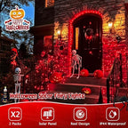 2 Pack Solar Fariy Lights, Each 33FT 100 LED Red Halloween Lights, alternate view 3