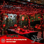2 Pack Solar Fariy Lights, Each 33FT 100 LED Red Halloween Lights, alternate view 5