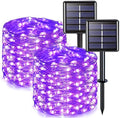 2 Pack Solar Halloween Lights, 33FT 100 LED Purple Fairy Lights