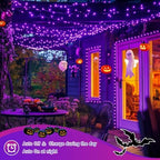2 Pack Solar Halloween Lights, 33FT 100 LED Purple Fairy Lights, alternate view 4