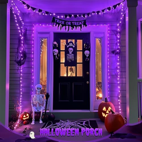 2 Pack Solar Halloween Lights, 33FT 100 LED Purple Fairy Lights, alternate view 6