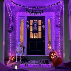 2 Pack Solar Halloween Lights, 33FT 100 LED Purple Fairy Lights, alternate view 6