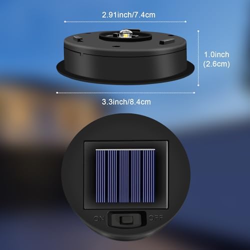 2 Pack Solar Lights Replacement Top, 3.3 inch Top, 2.91 inch Bottom, Waterproof, Warm White in Warm White, alternate view 4