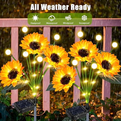 2 Pack Solar Sunflower Lights Waterproof Outdoor, alternate view 4