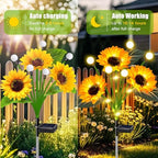 2 Pack Solar Sunflower Lights Waterproof Outdoor, alternate view 6