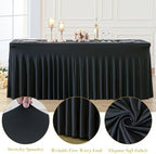 2 Pack Spandex Black Fitted Table Cloth for 6ft Rectangle Tables Black Stretch Tablecloth Table Covers Skirt, alternate view
