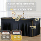 2 Pack Spandex Black Fitted Table Cloth for 8ft Rectangle Tables Black Stretch Tablecloth Table Covers Skirt, alternate view