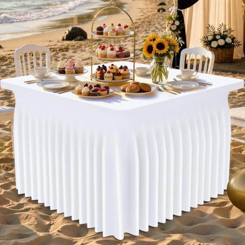 2 Pack Spandex Elastic Fitted Table Cloth Skirt for 3FT Table, alternate view 2