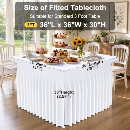 2 Pack Spandex Elastic Fitted Table Cloth Skirt for 3FT Table, alternate view 3