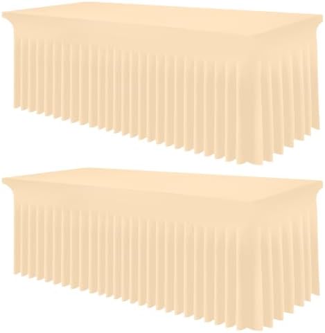 2 Pack Spandex Elastic Fitted Table Cloth Skirt for 4FT Table