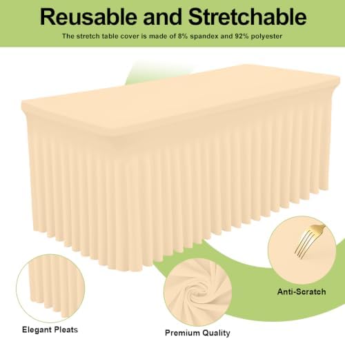 2 Pack Spandex Elastic Fitted Table Cloth Skirt for 4FT Table, alternate view 2