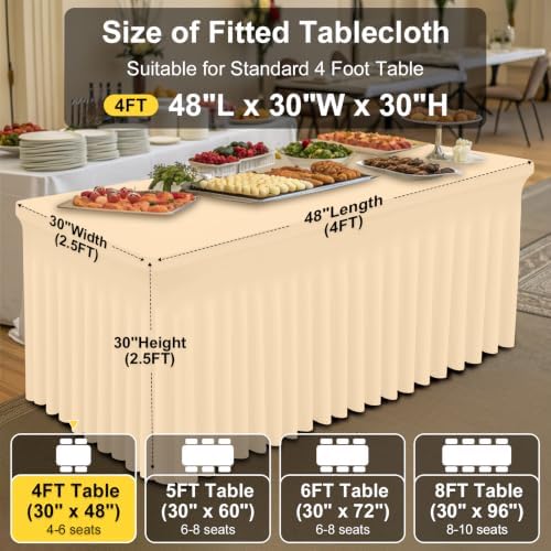 2 Pack Spandex Elastic Fitted Table Cloth Skirt for 4FT Table, alternate view 5