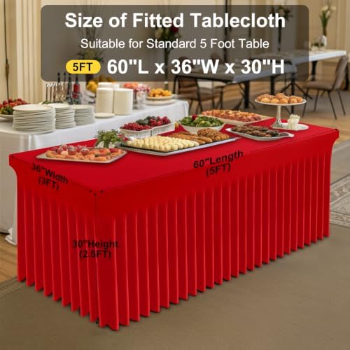 2 Pack Spandex Elastic Fitted Table Cloth Skirt for 5FT Table, alternate view 3
