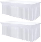 2 Pack Spandex Elastic Fitted Table Cloth Skirt for 6FT Table