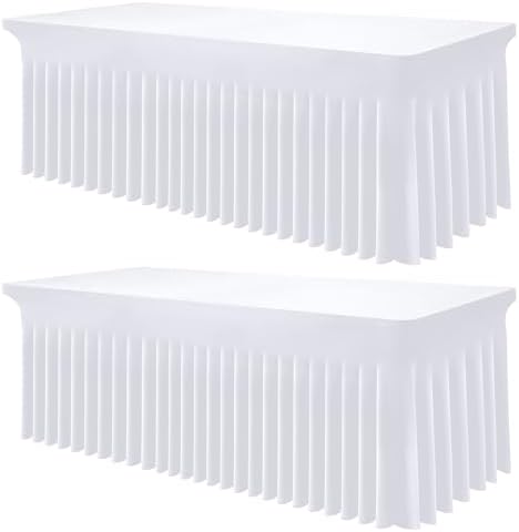 2 Pack Spandex Elastic Fitted Table Cloth Skirt for 6FT Table