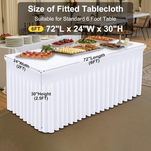 2 Pack Spandex Elastic Fitted Table Cloth Skirt for 6FT Table, alternate view 3