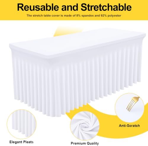 2 Pack Spandex Elastic Fitted Table Cloth Skirt for 6FT Table, alternate view 4
