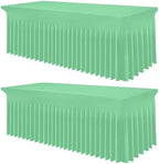 2 Pack Spandex Elastic Fitted Table Cloth Skirt for 8FT Table