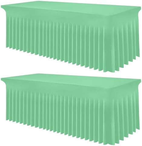 2 Pack Spandex Elastic Fitted Table Cloth Skirt for 8FT Table