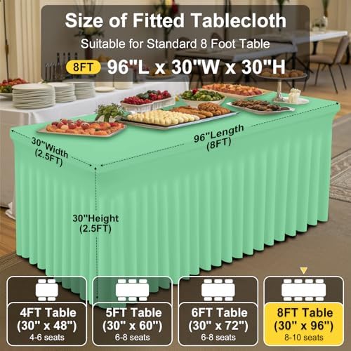 2 Pack Spandex Elastic Fitted Table Cloth Skirt for 8FT Table, alternate view 4