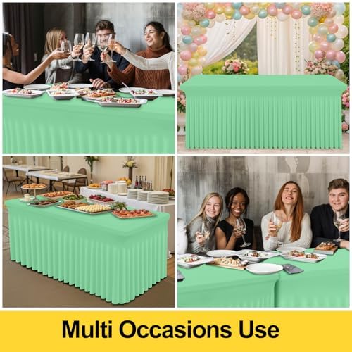 2 Pack Spandex Elastic Fitted Table Cloth Skirt for 8FT Table, alternate view 5