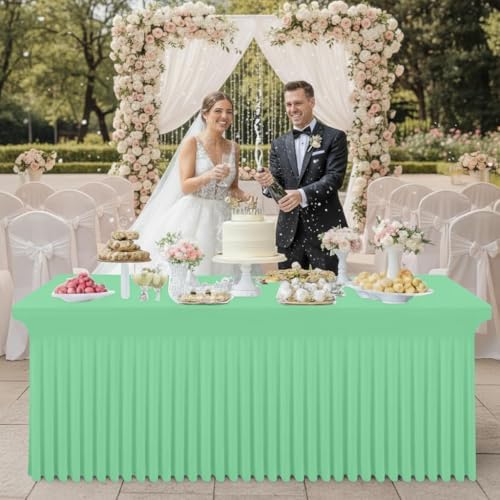 2 Pack Spandex Elastic Fitted Table Cloth Skirt for 8FT Table, alternate view 6