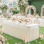 2 Pack Spandex Ivory Fitted Table Cloth for 6ft Rectangle Tables Ivory Stretch Tablecloth Banquet Table Covers, alternate