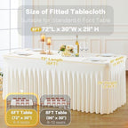 2 Pack Spandex Ivory Fitted Table Cloth for 6ft Rectangle Tables Ivory Stretch Tablecloth Banquet Table Covers, alternate
